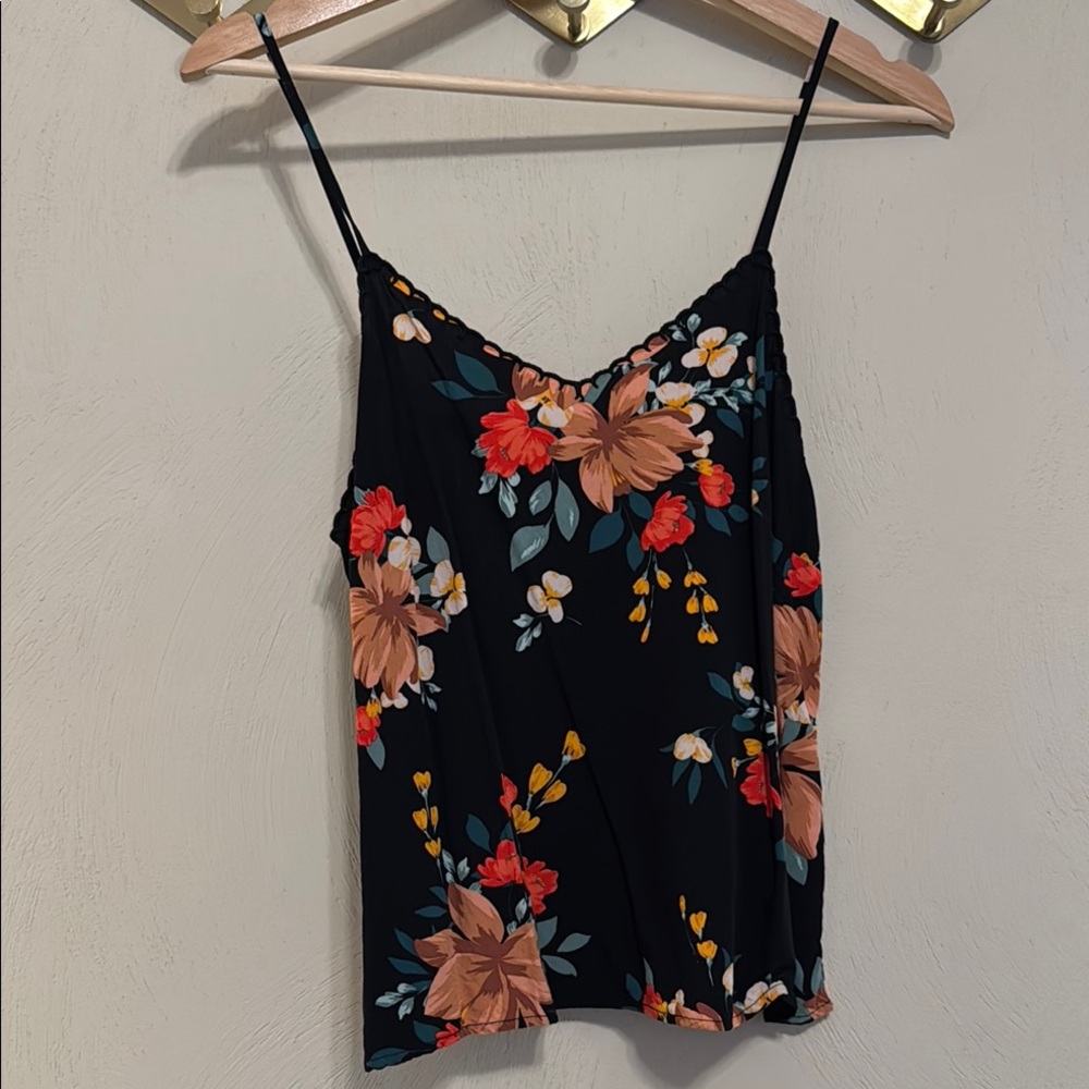 Floral Black ON spaghetti strap cute top
